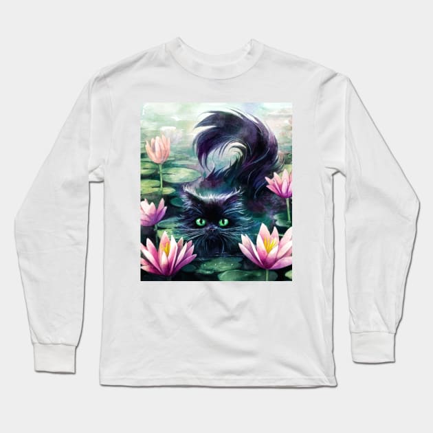 Cat Monet makes waves stylishly Long Sleeve T-Shirt by TaansCreation 